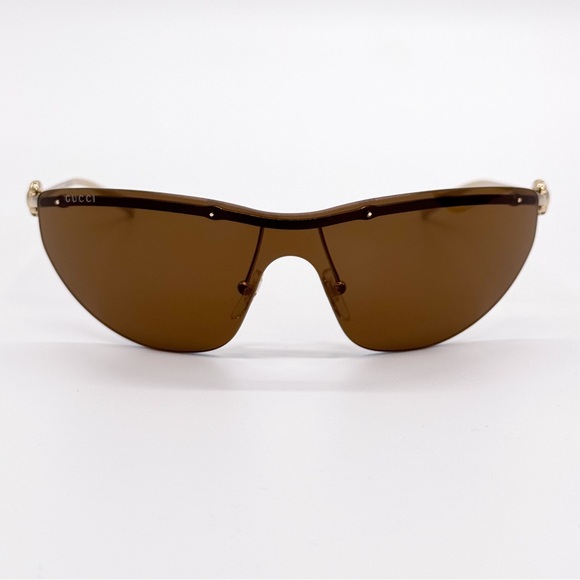 NEW GUCCI GG1700S 004 SUNGLASSES SHIELD GOLD BROWN WOMEN GUCCI EYEWEAR - Picture 4 of 10